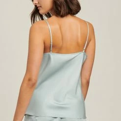 Ginia Silks Washable Silk Blend Cami Pearl Blue Sleepwear GLH201