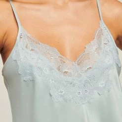 Ginia Silks Washable Silk Blend Cami Pearl Blue Sleepwear GLH201
