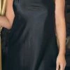 I Collection ICollection Lingerie Satin Black Plus Size Chemise 7916X