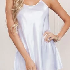 I Collection ICollection Lingerie Satin White Chemise 7916