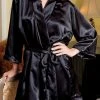 I Collection ICollection Lingerie Satin Black Robe 7893X 2 I Collection ICollection Lingerie Satin Black Robe 7893X