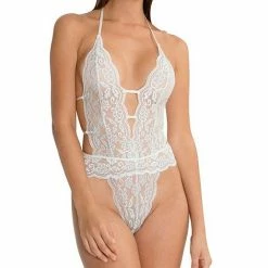 In Bloom Loungewear Floral Open Back Ivory Lace Teddy BBL097