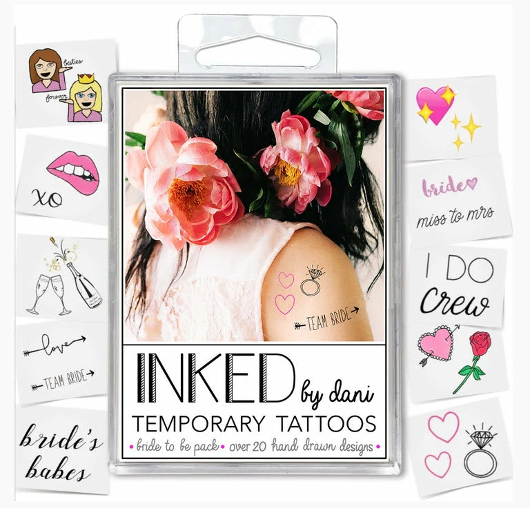 Inked By Dani Bride To Be Pack Temporary Tattoos 3 Inked By Dani Bride To Be Pack Temporary Tattoos