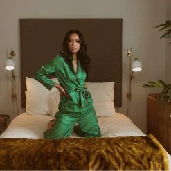 Kilo Brava Satin Collection Malachite Print And Orchid PJ Set 14013M PJS & Lounge