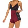 Oh La La Cheri Lingerie Louella Rhubarb And Black Pajama Set 11514