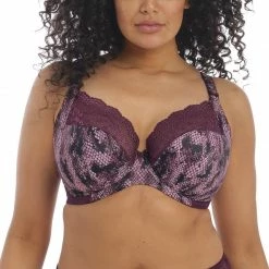 Elomi Lucie Mambo Pink & Red Snake Print Unlined Lace Bra 4490 Bras