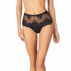 Le Mystere Lace Allure Black High Waisted Thong Panty 7946 Bra & Panty Sets