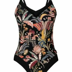 Anita Swimwear Lisboa Black Print Wireless One Piece 7725