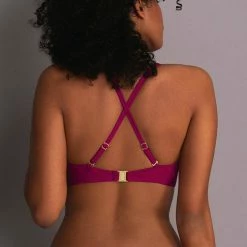 Anita Swimwear Shiny Eco Fuchsia Ribbed Underwire Plunge Bikini Top 8797-1