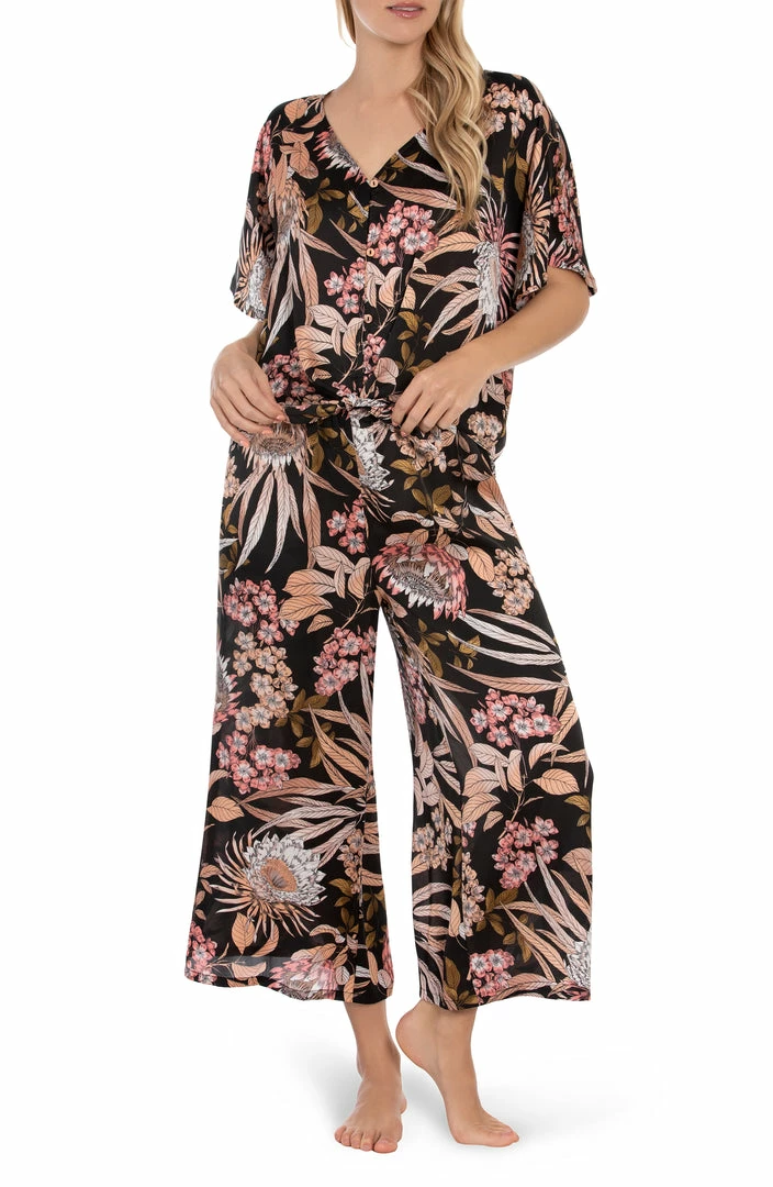 Midnight Bakery Loungewear Molly Crop Set Black Peach Floral MOL145 3 Midnight Bakery Loungewear Molly Crop Set Black Peach Floral MOL145