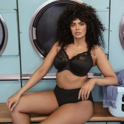 Elomi Morgan Black Solid Lace Unlined Bra 4111