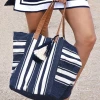 Accessories Debbie Katz Marina Navy White Stripe Beach Shoulder Bag