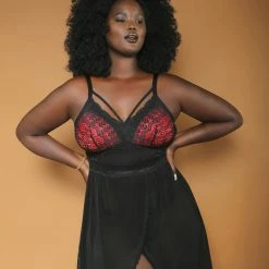 Lingerie Parfait Mia Lace Black And Red Wire Fre Lace Chemise 5959 13 Lingerie Parfait Mia Lace Black And Red Wire Fre Lace Chemise 5959