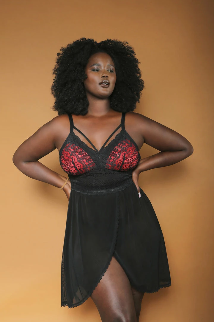 Lingerie Parfait Mia Lace Black And Red Wire Fre Lace Chemise 5959 7 Lingerie Parfait Mia Lace Black And Red Wire Fre Lace Chemise 5959