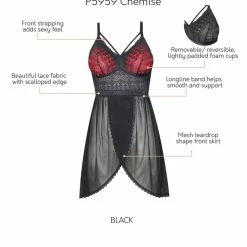 Lingerie Parfait Mia Lace Black And Red Wire Fre Lace Chemise 5959 12 Lingerie Parfait Mia Lace Black And Red Wire Fre Lace Chemise 5959