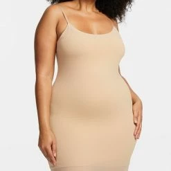 Montelle Round Neck Beige Mid Thigh Slip 9501 Full & Half Slips