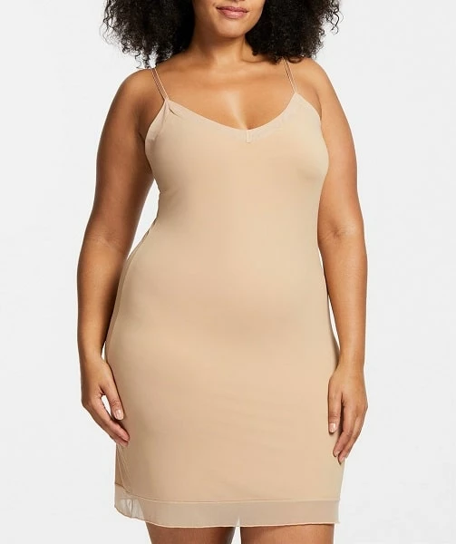 Montelle V Neck Beige Full Length Slip 9500 4 Montelle V Neck Beige Full Length Slip 9500