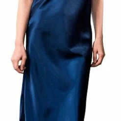 PJS & Lounge Shadowline Loungewear Charming Navy Mid Length Plus Size Gown 4502X