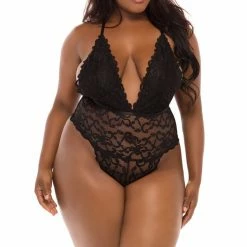 Oh La La Cheri Lingerie Jeana Black Lace Plus Size Teddy 52-11156X