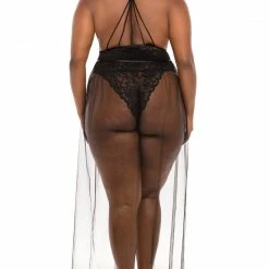 Oh La La Cheri Lingerie Jeana Black Plus Size Sheer Skirt 92-11156X