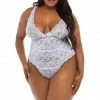 Oh La La Cheri Lingerie Lunette Brunnera Blue Plus Size Lace Teddy 52-10847X