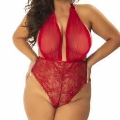 Oh La La Cheri Lingerie Aria Red Mesh Teddy 52-10990 8 Oh La La Cheri Lingerie Aria Red Mesh Teddy 52-10990