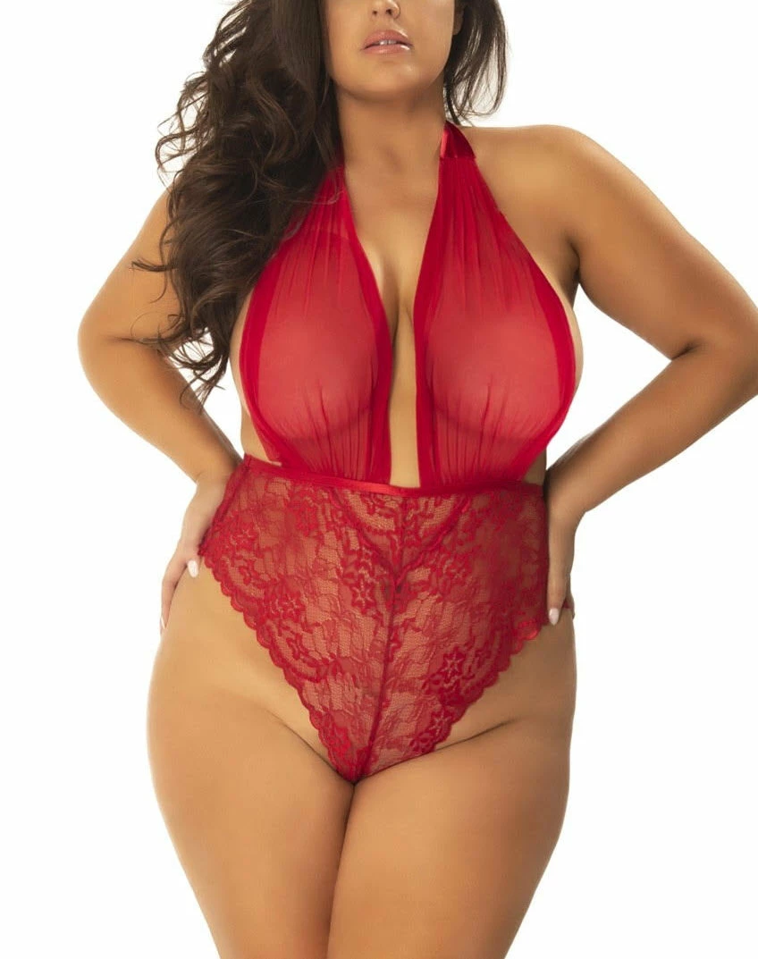 Oh La La Cheri Lingerie Aria Red Mesh Teddy 52-10990 5 Oh La La Cheri Lingerie Aria Red Mesh Teddy 52-10990