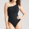 Yummie One Shoulder Black Shaping Outlast Thong Bodysuit YT5-337 Shape