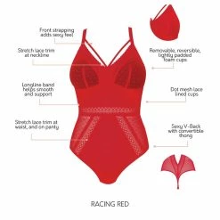 Parfait Mia Racing Red Stretch Wireless Bodysuit P6017 Lingerie