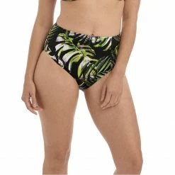 Bikini Bottoms Fantasie Swimwear Palm Valley Black Leaf Print High Waist Bikini Bottom 6767