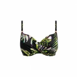 Fantasie Swimwear Palm Valley Black Leaf Print Wrap Front Bikini Top 6760