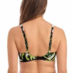 Fantasie Swimwear Palm Valley Black Leaf Print Wrap Front Bikini Top 6760