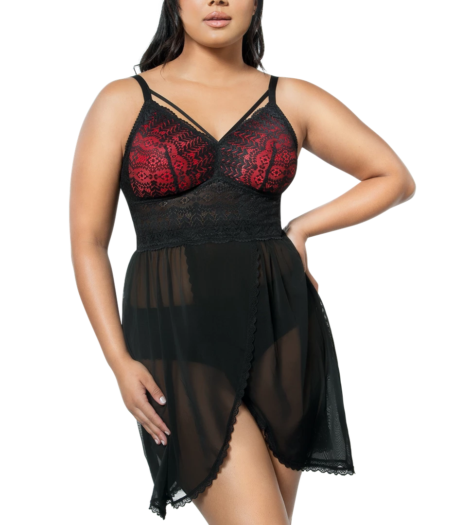 Lingerie Parfait Mia Lace Black And Red Wire Fre Lace Chemise 5959 3 Lingerie Parfait Mia Lace Black And Red Wire Fre Lace Chemise 5959