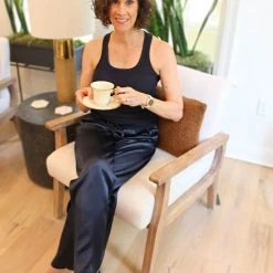 PJ Harlow Loungewear Charlie Navy Racerback Fitted Tank