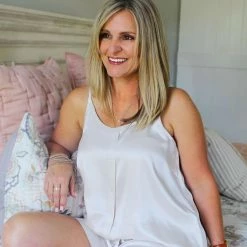 Petite PJ Harlow Loungewear Babe Eggnog Satin Cami