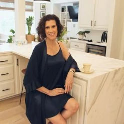 PJ Harlow Loungewear Rowen Navy Satin Night Gown Lingerie