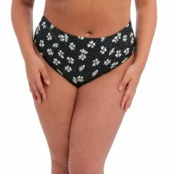 Elomi Swimwear Plain Sailing Black Daisy Brief Bikini Bottom 7275