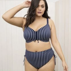 Elomi Swimwear Plain Sailing Midnight Stripe Crop Bikini Top 7276