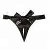 Panties Playful Promises Wren Black Satin And Lace Ouvert Thong Panty 03205