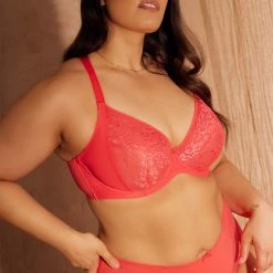 Panache Sculptresse Roxie Hot Coral Unlined Plunge Bra 9586 9 Panache Sculptresse Roxie Hot Coral Unlined Plunge Bra 9586