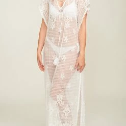 Pia Rossini Swimwear Sicila White Lace Maxi Cover Up SIC01909