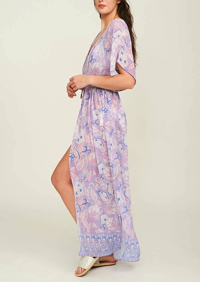 Pia Rossini Swimwear Lilah Purple Paisley Print Kimono Cover Up LIL02210 5 Pia Rossini Swimwear Lilah Purple Paisley Print Kimono Cover Up LIL02210