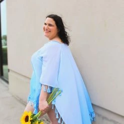 Pia Rossini Swimwear Cannes Blue Poncho Cover Up CAN01918