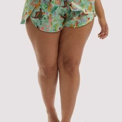 Playful Promises Sleepwear Bodil Jane Recycled Nudes & Flowers Satin Pajama Short AIP003 Petite