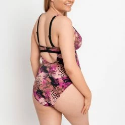 Curvy Kate Swimwear Pool Party Print Mix Wireless Plunge One Piece 018607