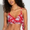 Pour Moi Swimwear Freedom Red White Wrap Front Bikini Top 25500