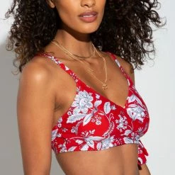 Pour Moi Swimwear Freedom Red White Wrap Front Bikini Top 25500