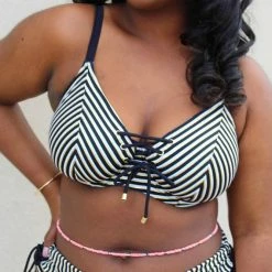 Pour Moi Swimwear Radiance Black White Gold Print Bikini Top 24701