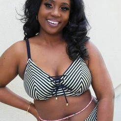 Pour Moi Swimwear Radiance Black White Gold Print Bikini Top 24701