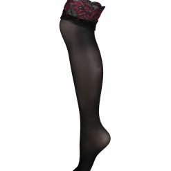 Pour Moi Lingerie Amour Lacetop Holdups Black Hosiery 264